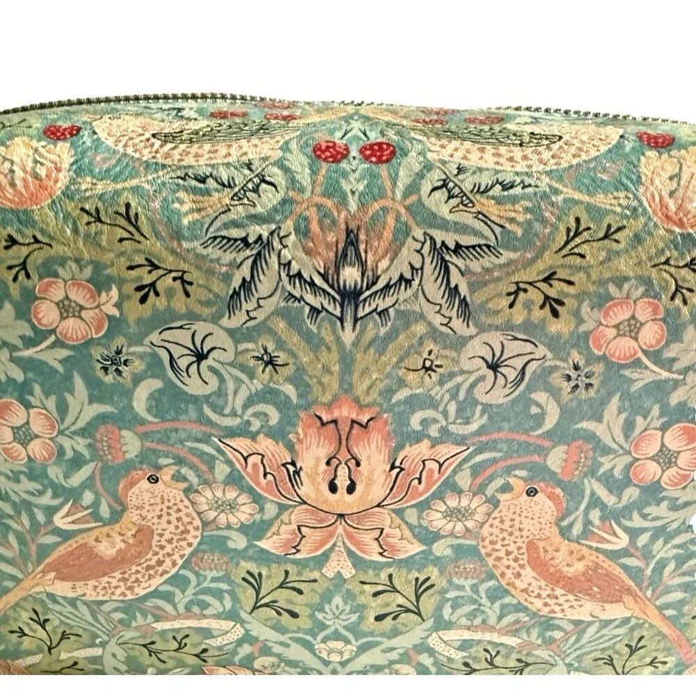 Morris & Co Strawberry Thief Make-up Toiletry Large Wash Bag Duck Egg Blue 9x6